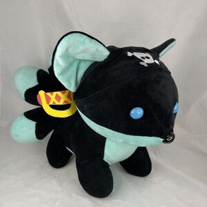 ANIME PALACE Black Teal 5 Tail Fox Pirate 12” H 16” L Plush Stuffed Halloween